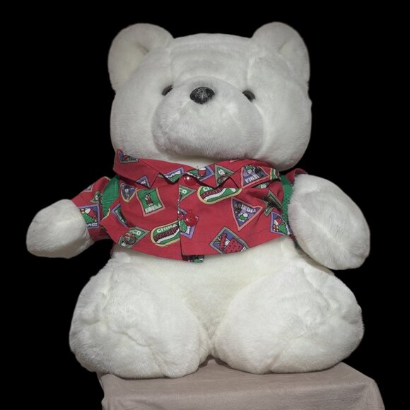 VTG 1993 Dayton Hudson Santa Bear World Traveler Plush w/ Passport Hat Backpack - Picture 14 of 17